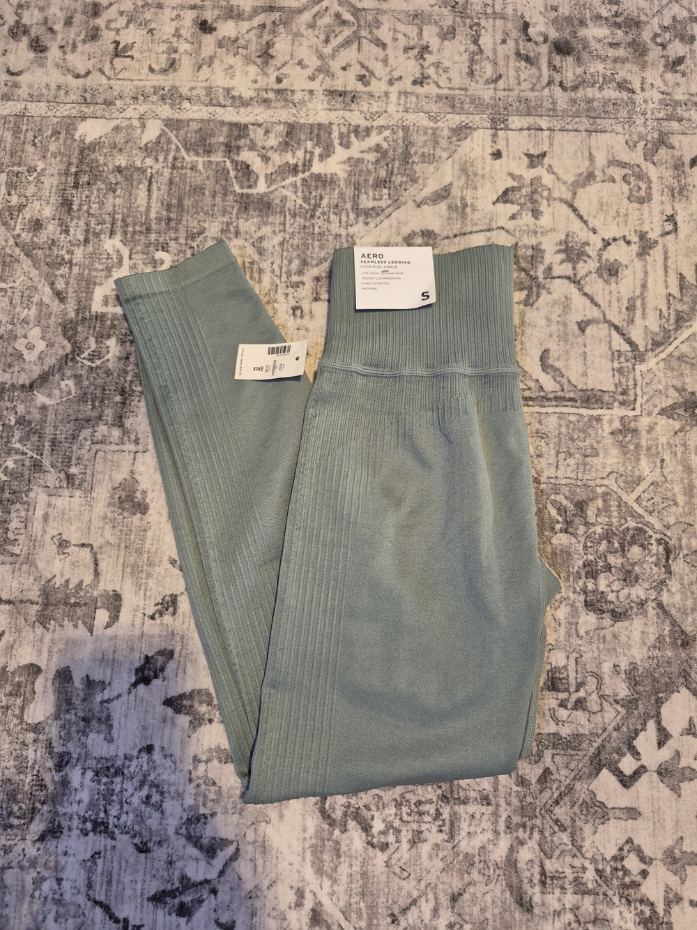 AERO Super Soft High-Rise Ribbed Light Teal Leggings